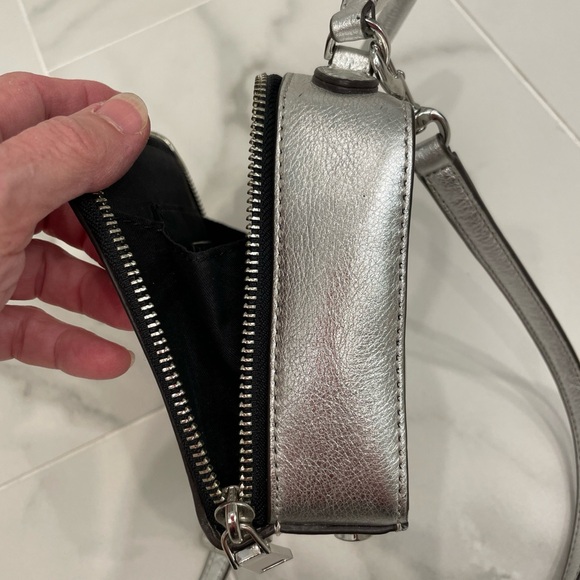 Rebecca Minkoff Silver Leather Crossbody Handbag / Mini Satchel - Picture 5 of 9